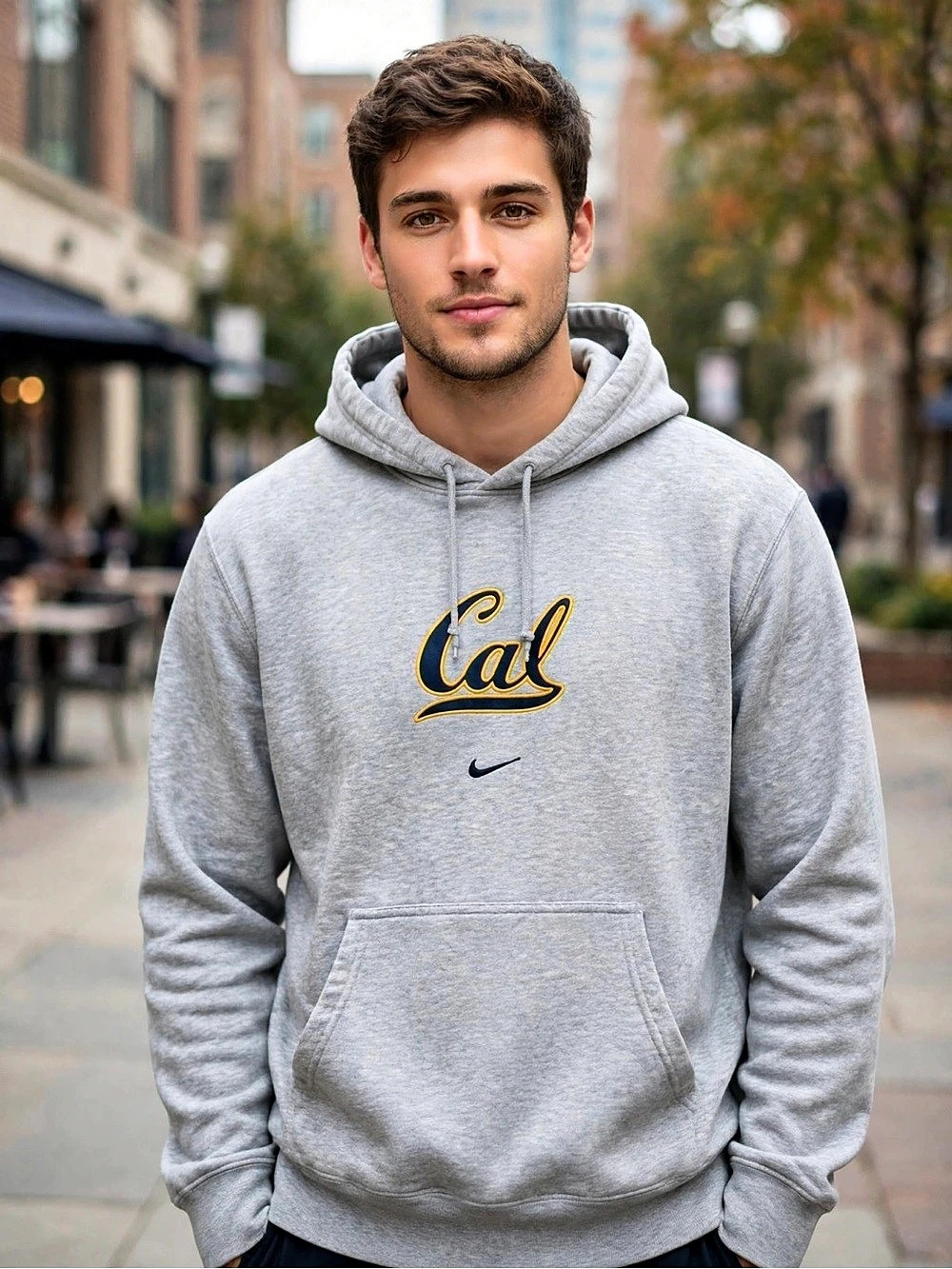 Vintage Nike Team Cal Hoodie Mens L Gray Cal Berkeley Golden Bears Swoosh Y2K
